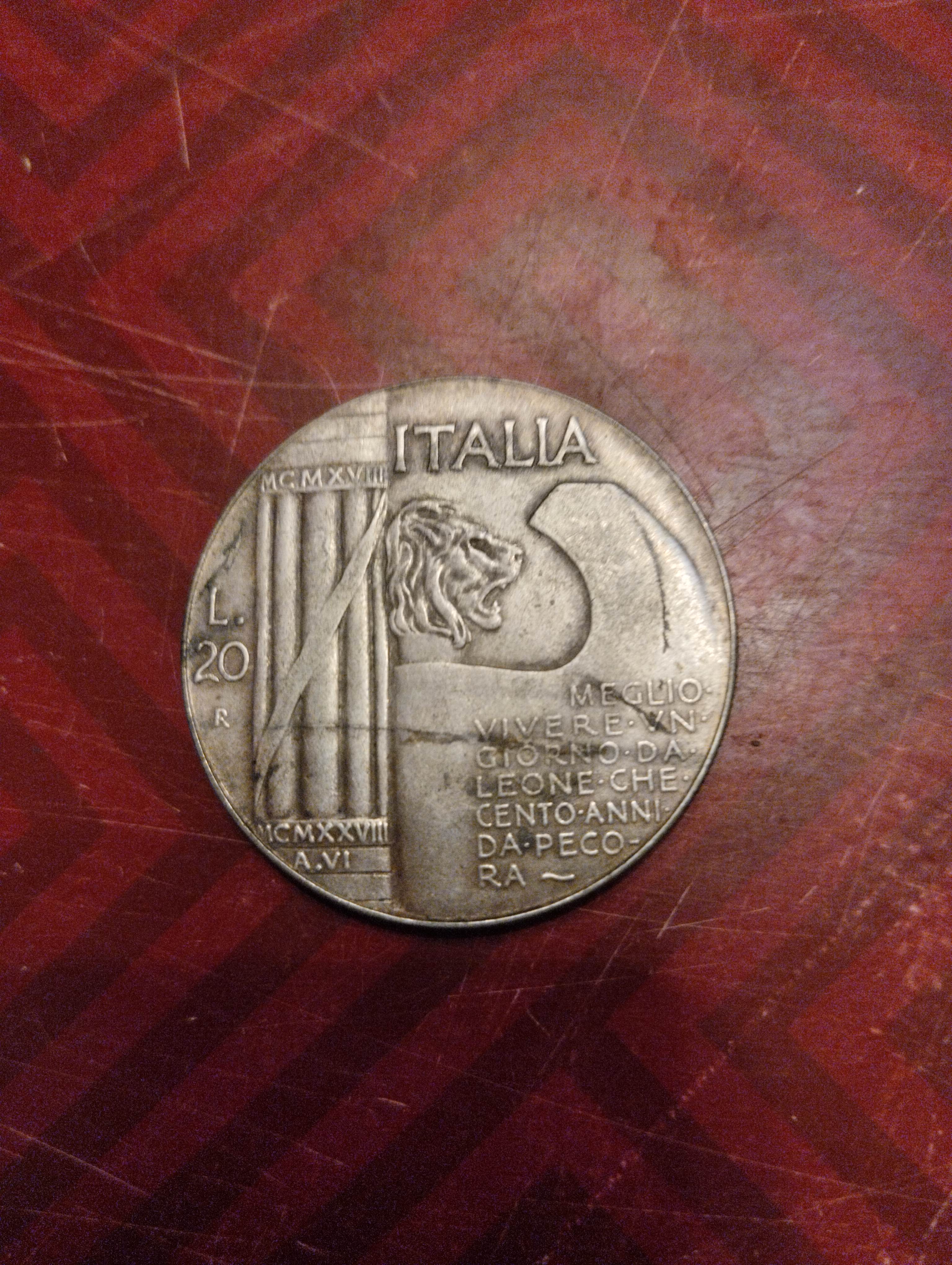 Moneta commemorativa 20 Lire - Centenario della nascita di Francesco Petrarca