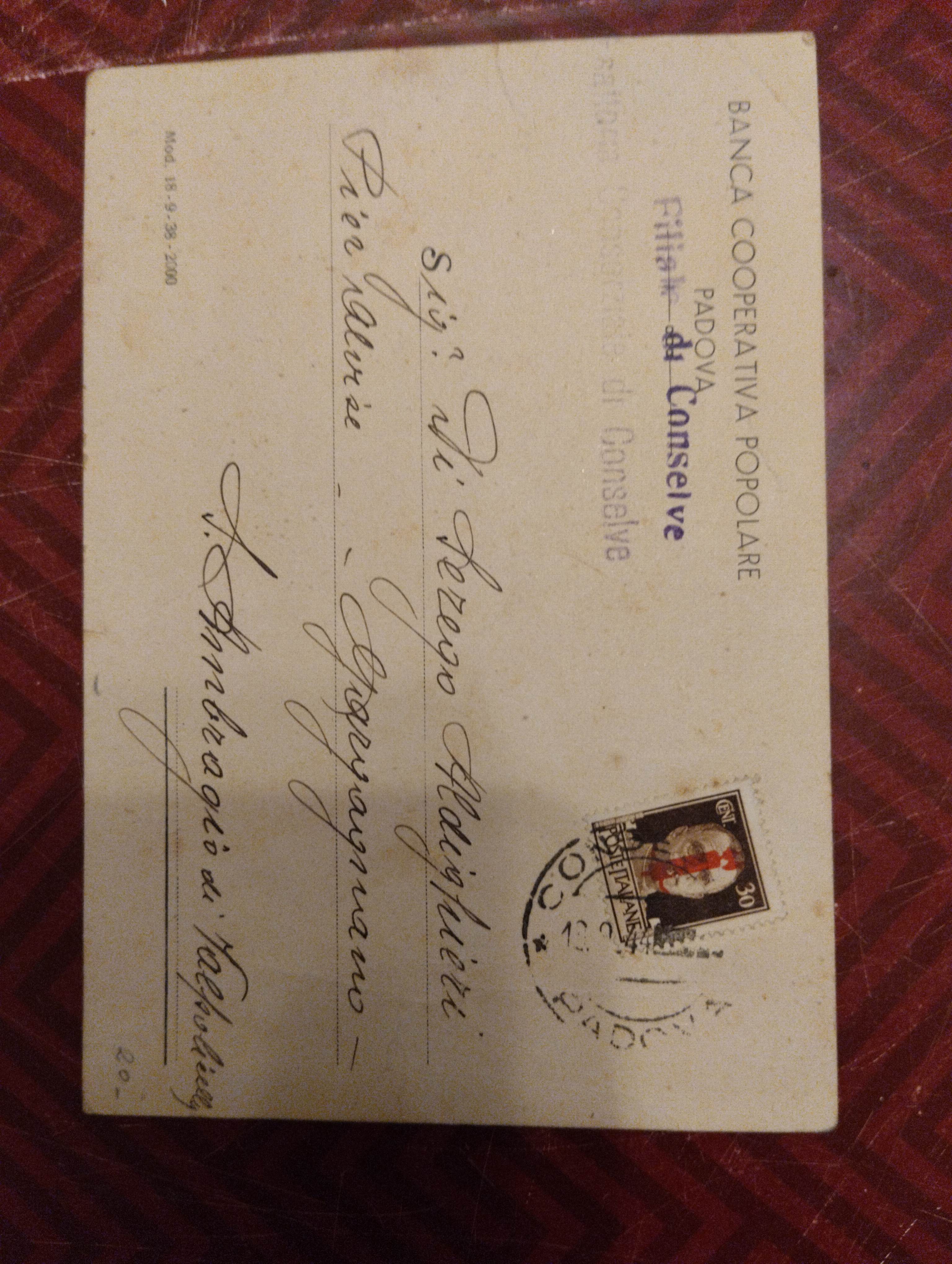 Cartolina della Banca Cooperativa Popolare