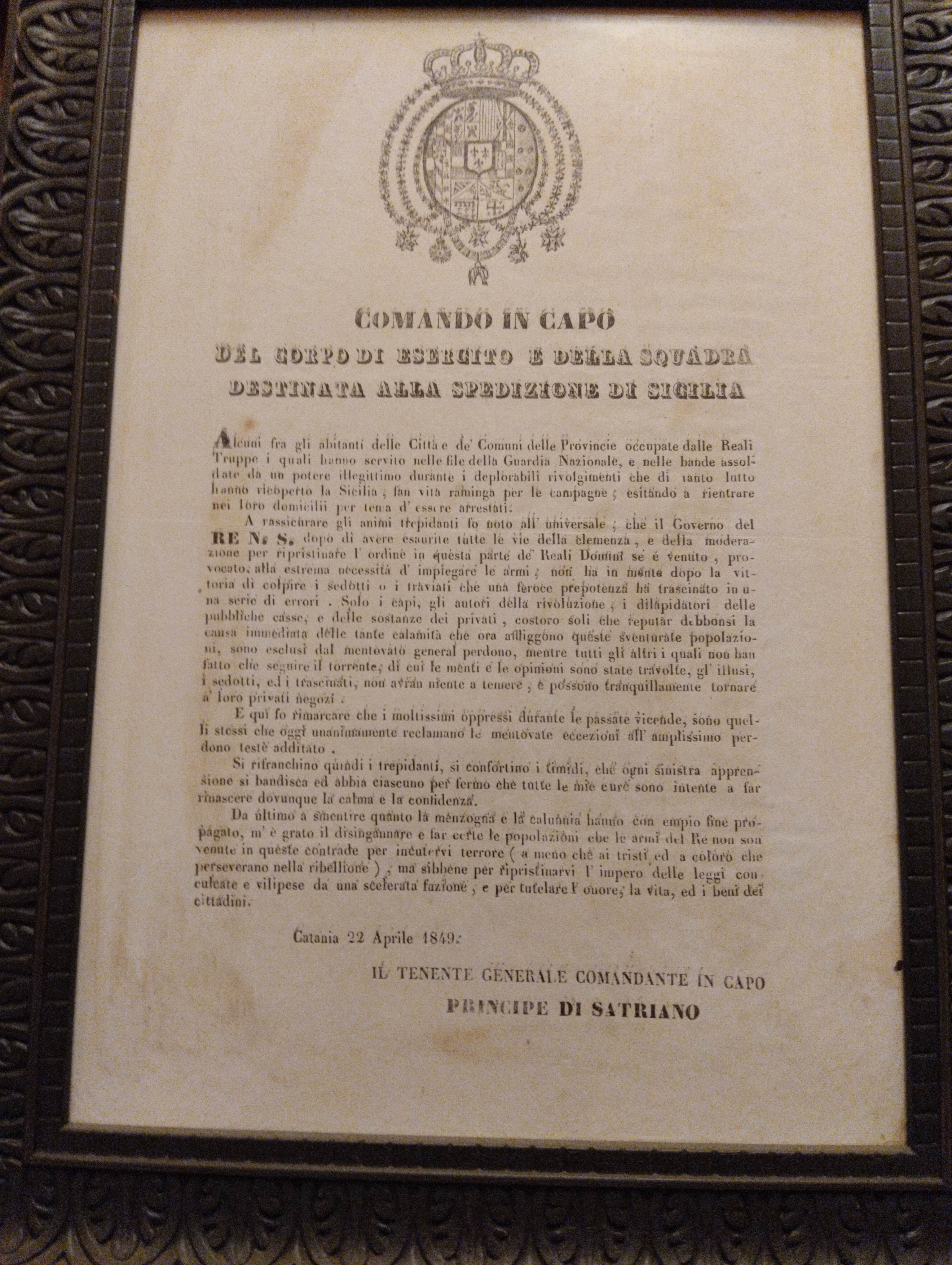 Comando in Capo del Corpo di Esercito e della Squadra destinata alla Spedizione di Sicilia