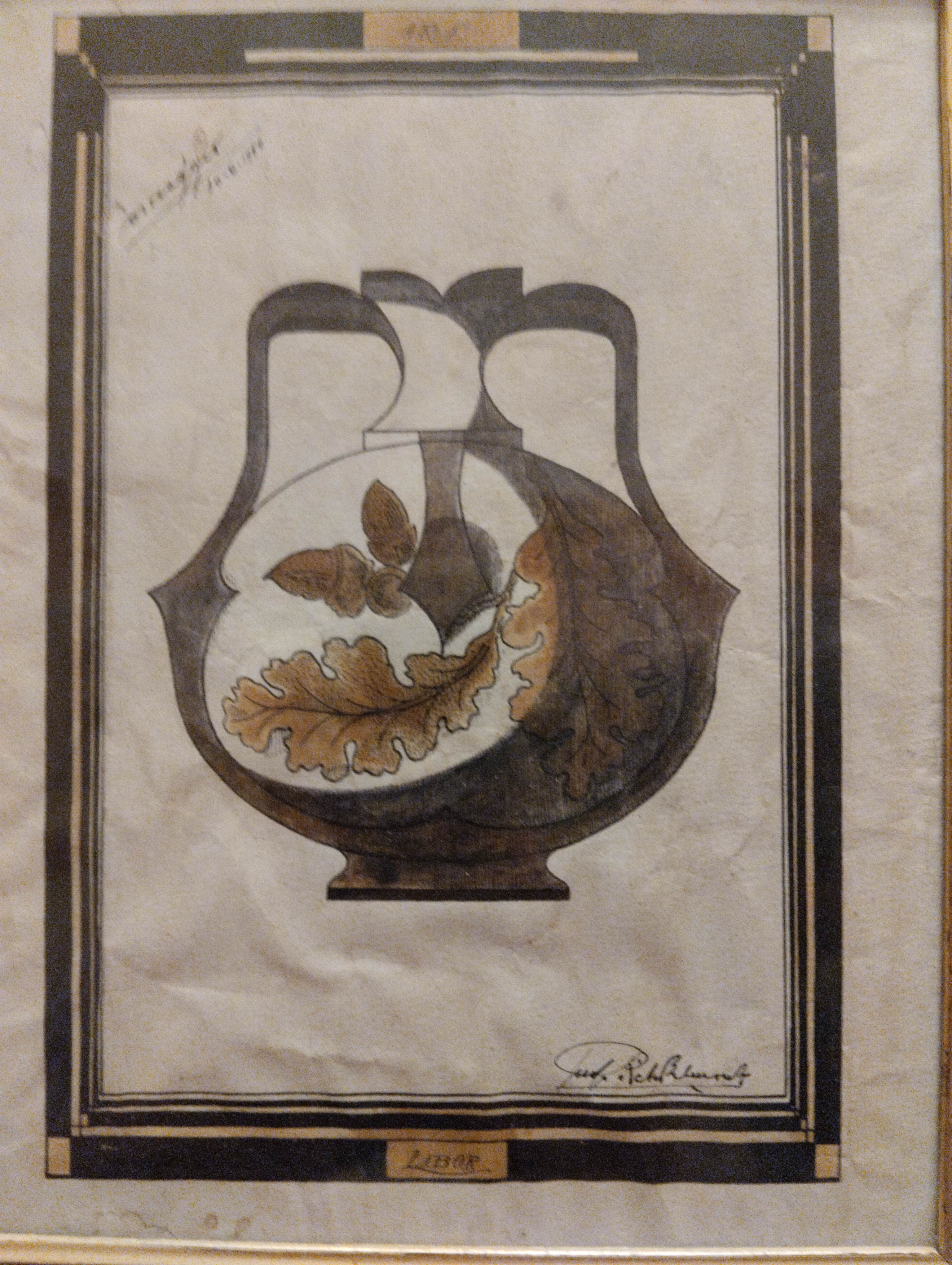 Studio di vaso antico con decorazioni vegetali